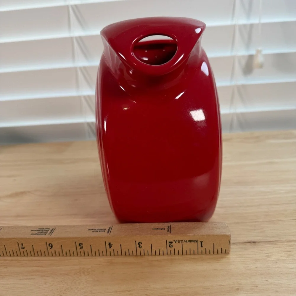 Vintage Fiesta Scarlet Red Glazed Ceramic Dishwasher Safe Large Disk Pitcher